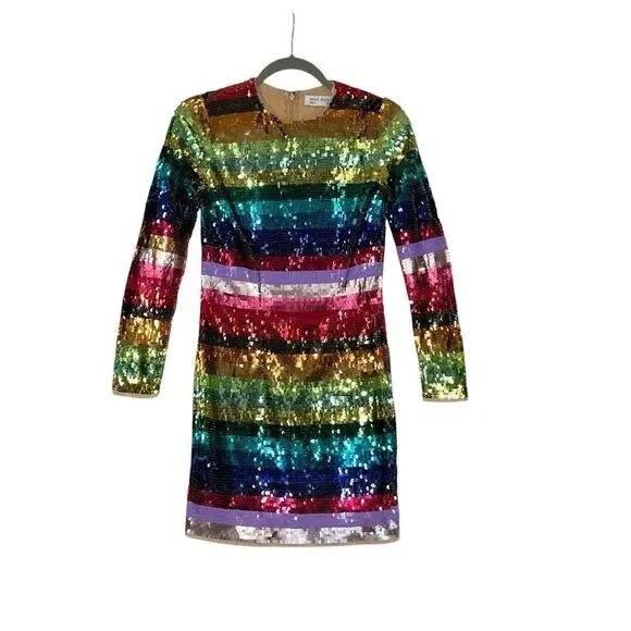 Mac Duggal 93724 Rainbow Sequin Long Sleeve Mini Cocktail Dress2